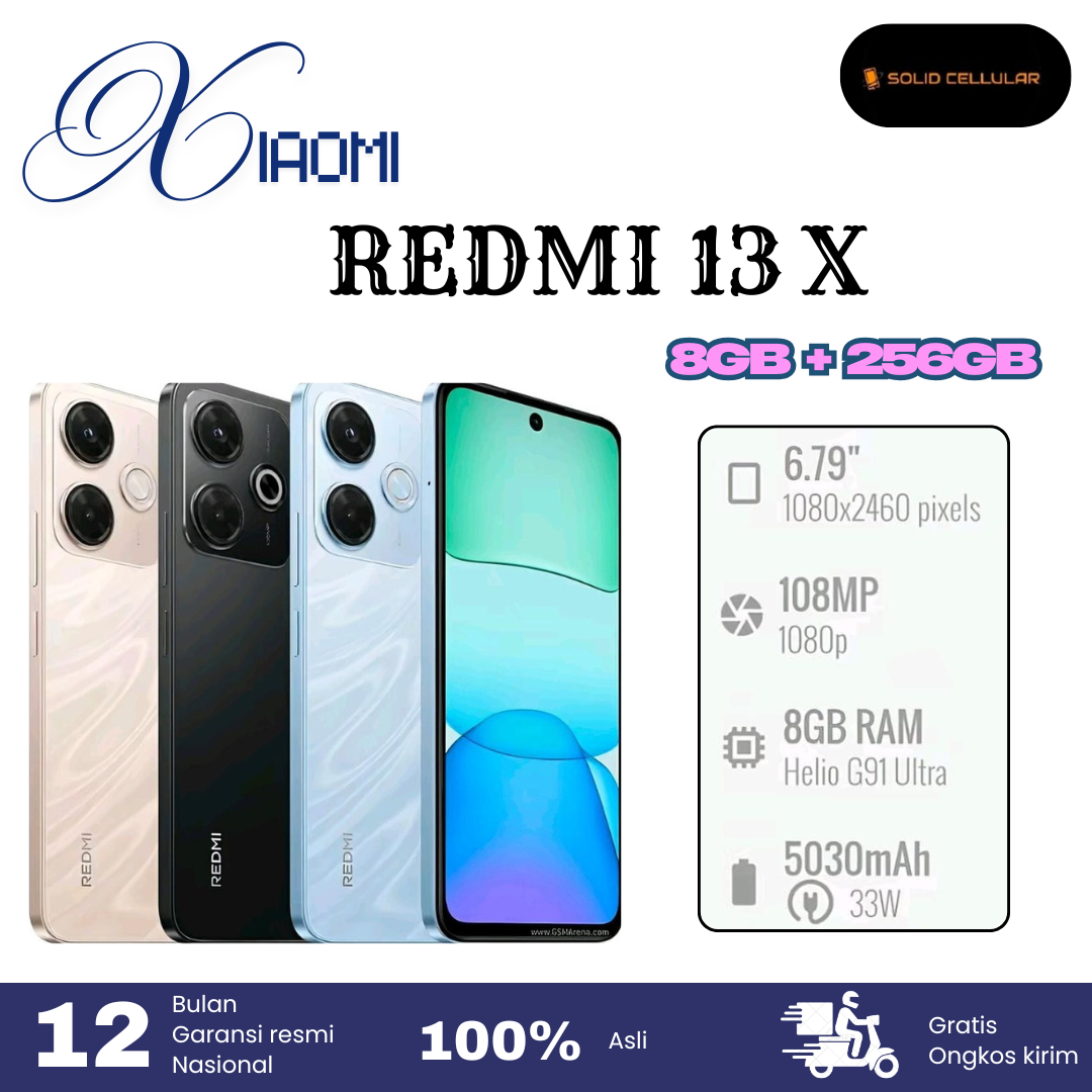 XIAOMI REDMI 13X 8/128/256 GARANSI RESMI Harga  1,675,000 Ringgit*Penghantaran Percuma