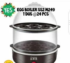Egg Boiler 2 Susun - Alat Kukus Telur Roti Serbaguna - Steamer Kue .