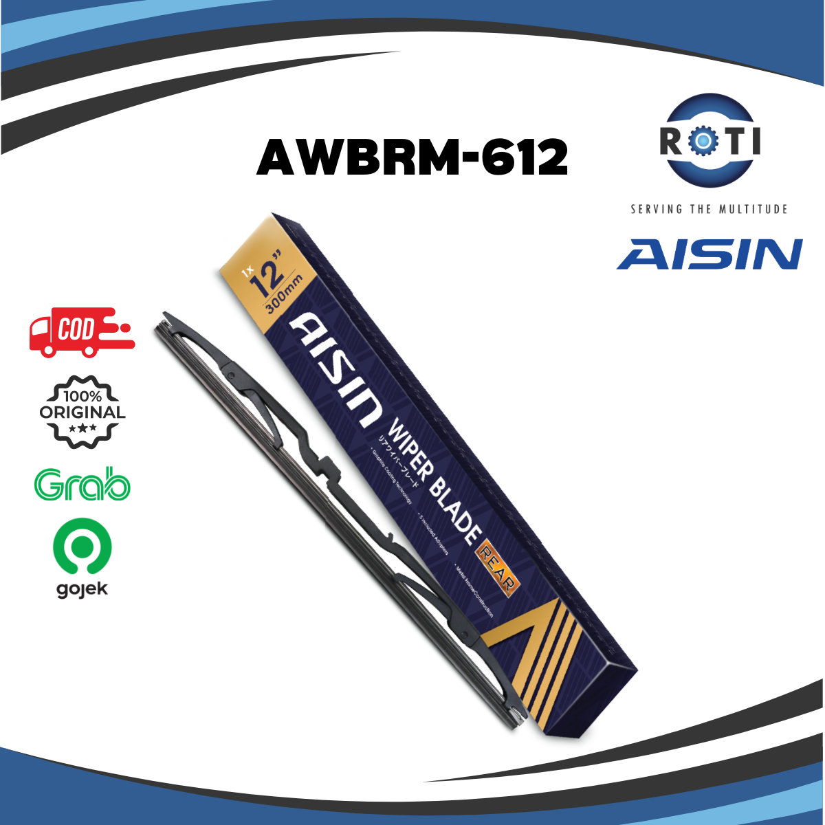 WIPER BLADE AISIN REAR MULTI-FUNCTION 12 INCH AWBRM-612 Harga 65,000 rupiah*Gratis Ongkir