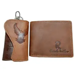 Dompet pria berbahan kulit sapi gratis gantungan kunci mobil berlogo harley