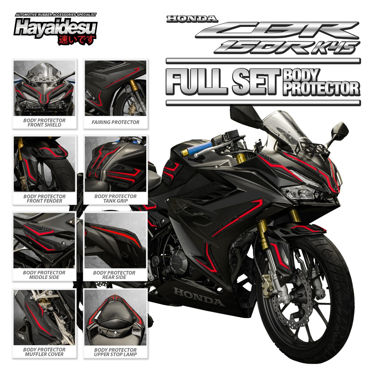 Hayaidesu Full Set New CBR 150R K45R 2021 Body Protector Cover Harga 834,300 rupiah*Gratis Ongkir