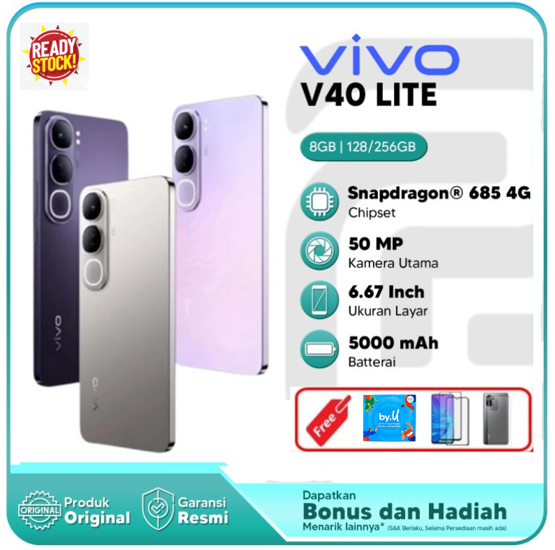 Vivo V40 Lite 4g (8/128Gb) (8/256Gb) Ai Aura Light Portrait 80W Flashcharge Warranty - 8/128Gb Gray Harga  2,240,000 Ringgit*Penghantaran Percuma