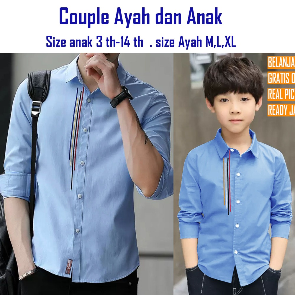 Amspro kemeja couple ayah dan anak laki-laki couple keluarga Yosakitobi Biru