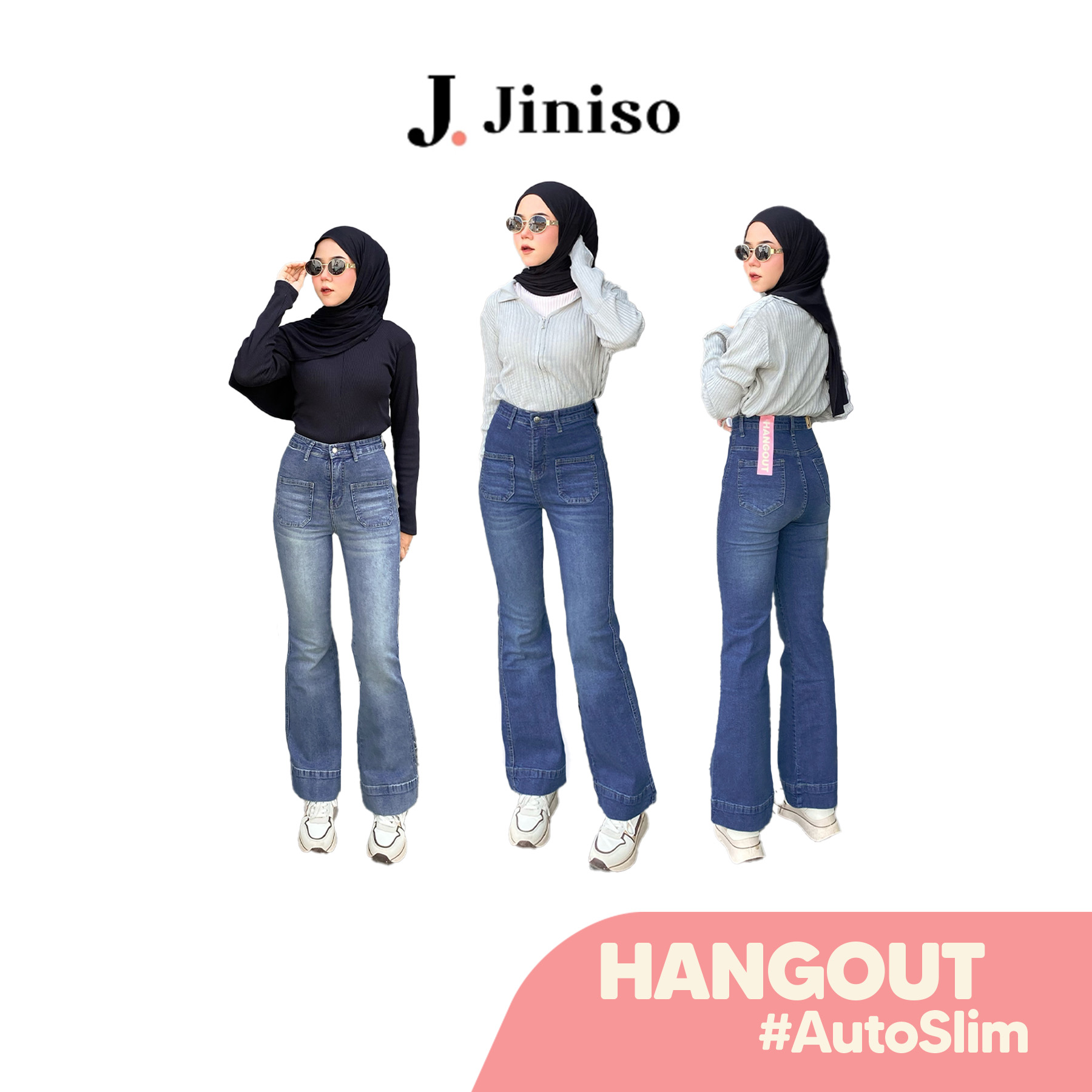 Jiniso-highwaist stretch cutbal pocket jeans hangout Vol. 2 Harga 206,000 rupiah*Gratis Ongkir