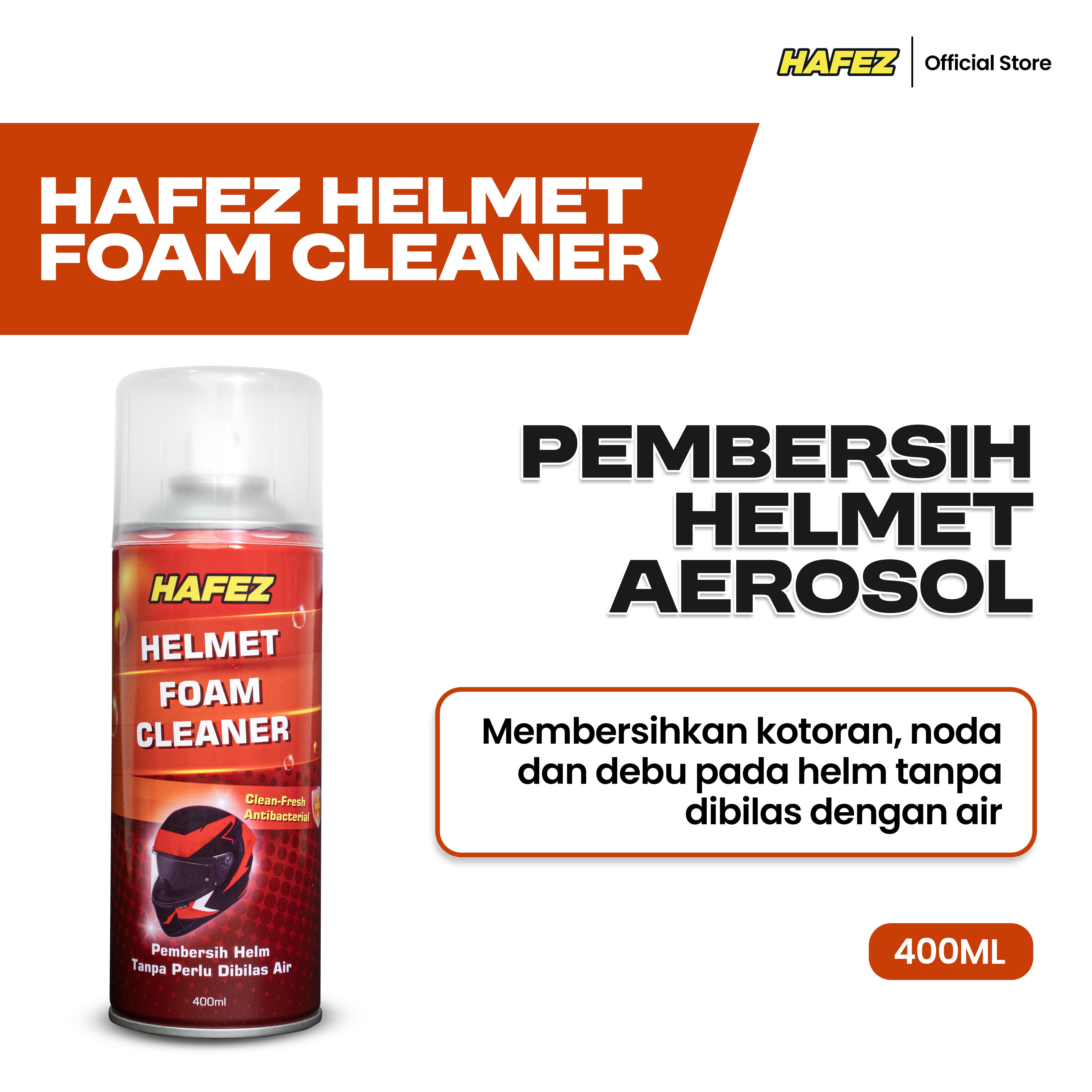 HAFEZ - Helmet Foam Cleaner - Foam Pembersih Helm & Menghilangkan Bau Helm Harga 48,500 rupiah*Gratis Ongkir