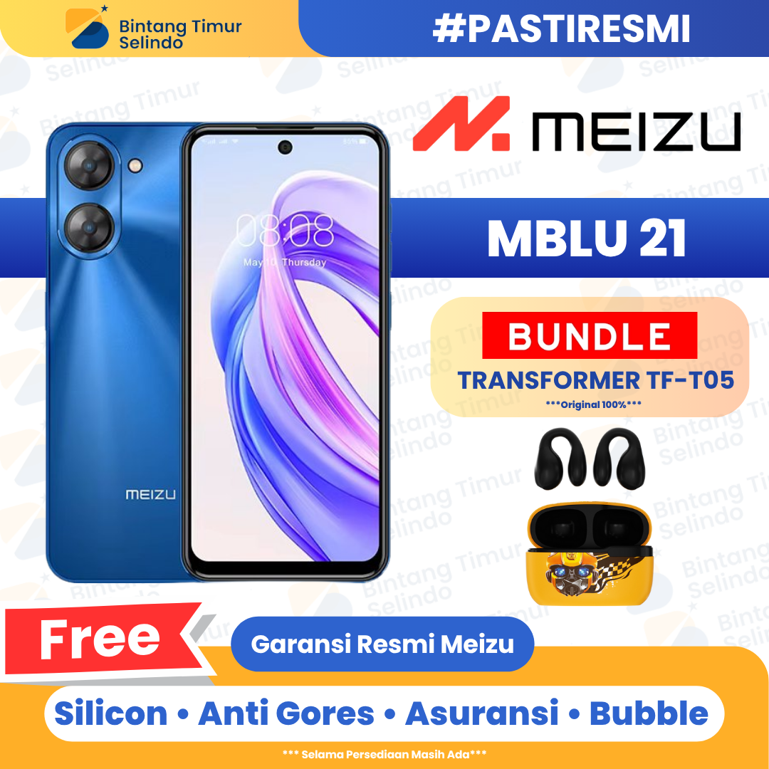 Meizu mbblu 21 4/64GB & 6/128GB-1 year official warranty Harga 1,145,000 rupiah*Gratis Ongkir