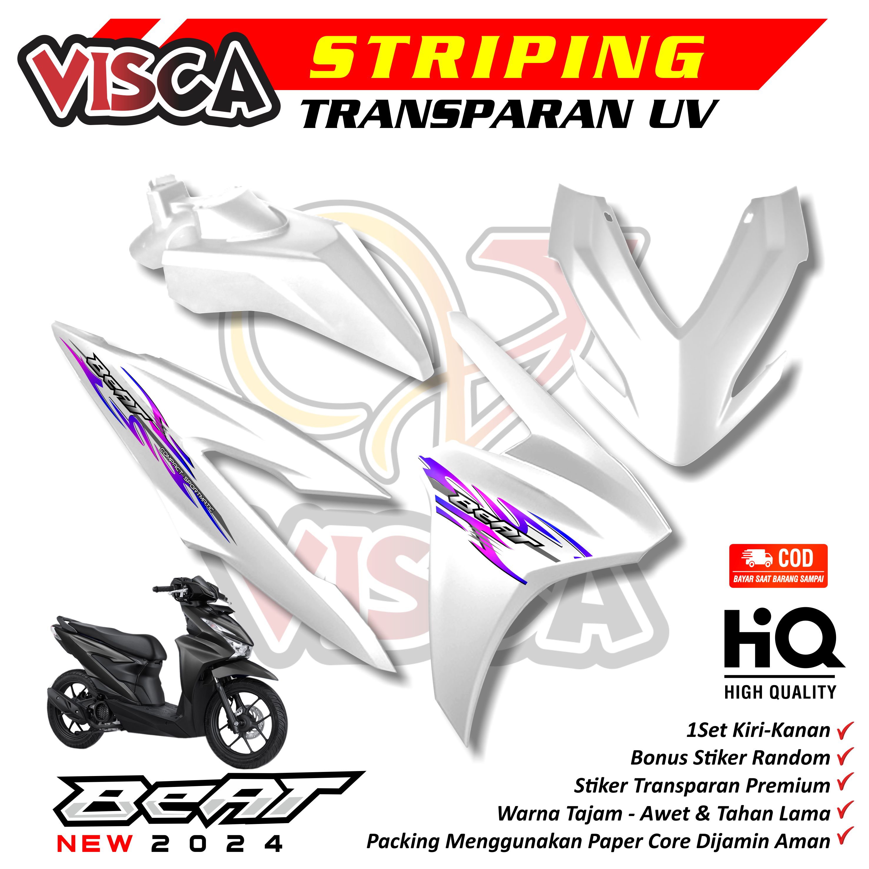 Transparent Striping Beat Deluxe Gen 2 2024 2025 Simple Design Tribal Flame Variation Harga 29,000 rupiah*Gratis Ongkir