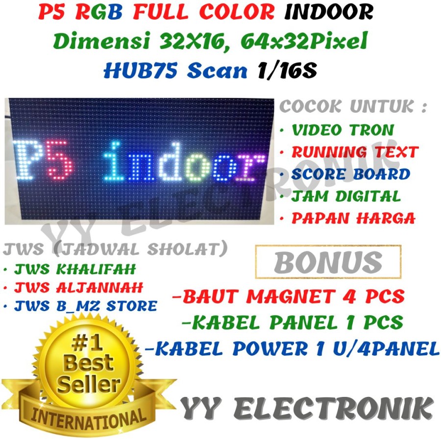 Panel Module Led P5 RGB/Full Color Indoor SMD Running Text Harga 124,000 rupiah*Gratis Ongkir