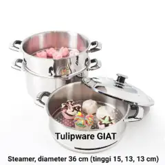 Twin Tulipware STEAMER KUKUSAN Dinsum Siomay Batagor Dandang Stainless Asri Tulipware