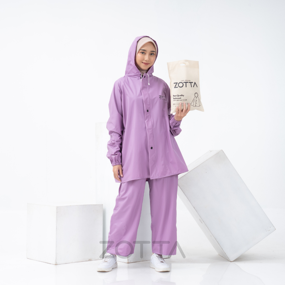 Zotta women's raincoat purple cute aesthetic pants sets Harga 99,000 rupiah*Gratis Ongkir