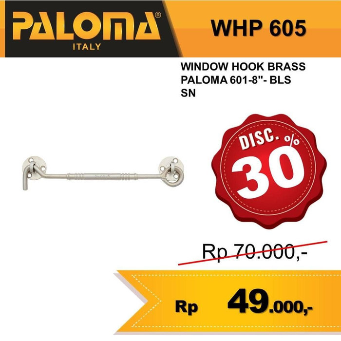 Window Hook Paloma WHP 605 Brass Ukuran 8\ Window Hook Paloma WHP 605 Brass Ukuran 8\