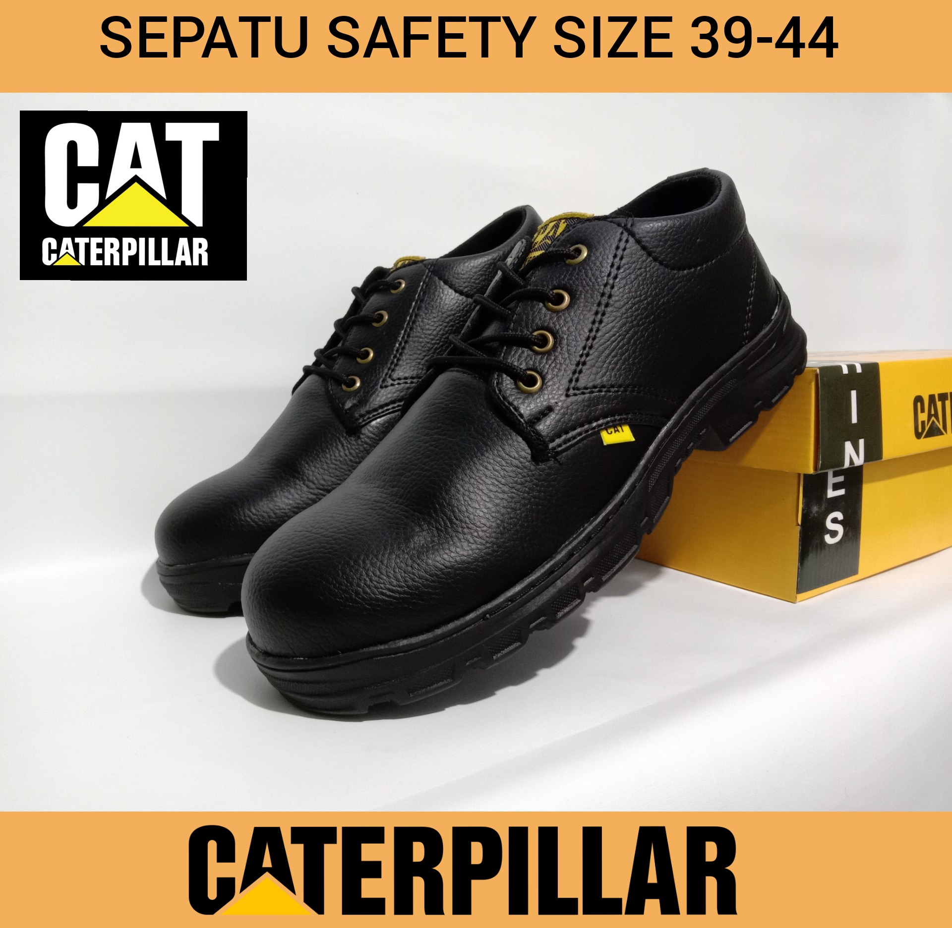 SEPATU SAFETY CATERPILLAR UJUNG BESI SOL DI JAHIT SEKELILING AWET / SAFETY SHOES SEPATU KERJA COWOK CEWEK PABRIK PROYEK INDUSTRI. SEPATU KITCHEN HOTEL RESTORAN. SAFETY SHOES SPBU MURAH SIZE 39-44 / SEPATU BOOT SAFETY TALI LAKI-LAKI Harga  130,000 rupiah*Gratis Ongkir