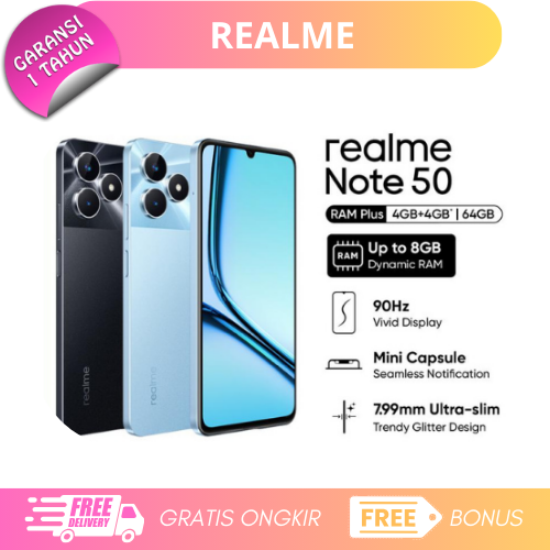Realme Note 50 4/128Gb - Unisoc Tiger T612 (12Nm) Ip54 Certification Harga  950,000 Ringgit*Penghantaran Percuma