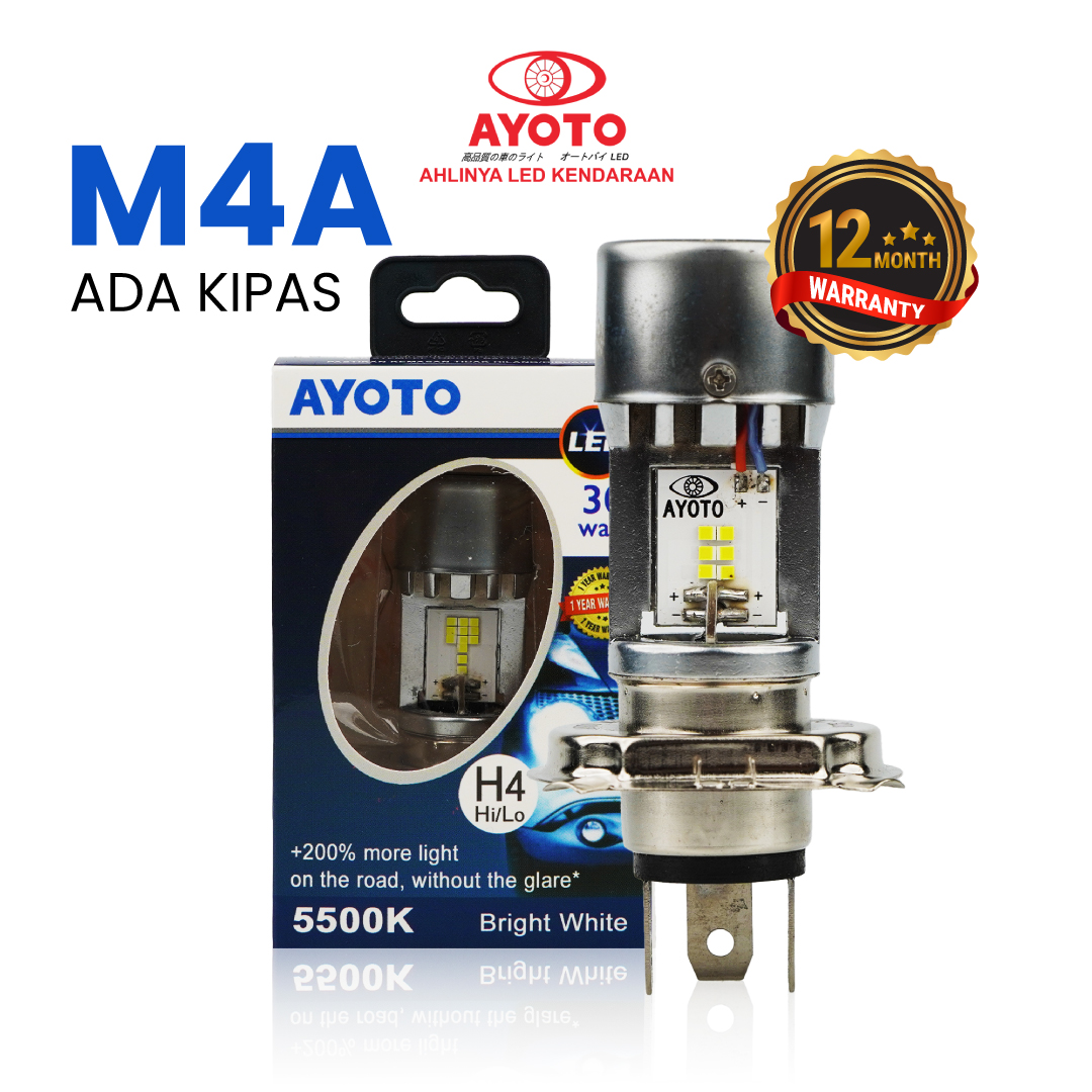 1 Buah Lampu Motor/Mobil/Truck LED AYOTO M4A H4 Hi/Lo 30W+30W AC DC PNP Harga 99,000 rupiah*Gratis Ongkir