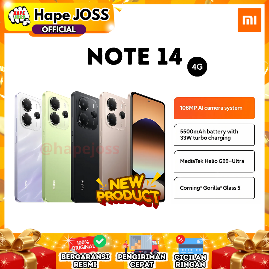 Xiaomi Redmi Note 14 8/128GB NFC Garansi Resmi Harga 2,399,000 rupiah*Gratis Ongkir