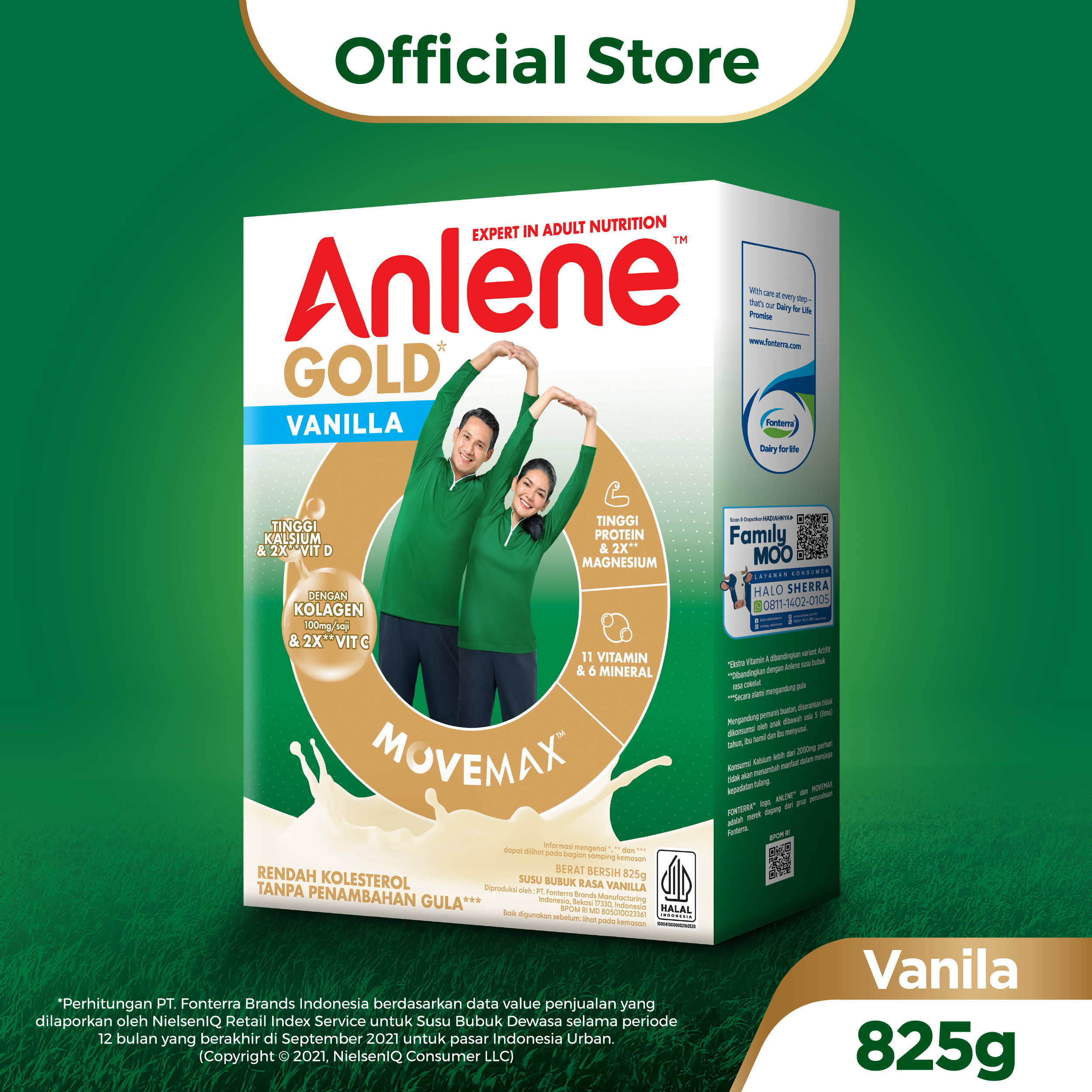 Anlene Gold 5X Susu Bubuk Dewasa Vanila 825gr x3 - Nutrisi Tinggi Kalsium Untuk Tulang, Sendi, dan Otot Harga 397,106 rupiah*Gratis Ongkir