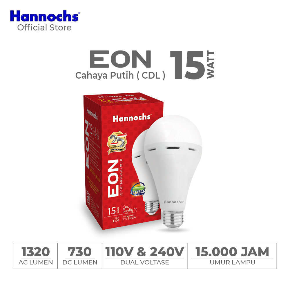 Harga lampu hias	 Hannochs Lampu Emergency Led Eon 15 Watt Cahaya Putih 	