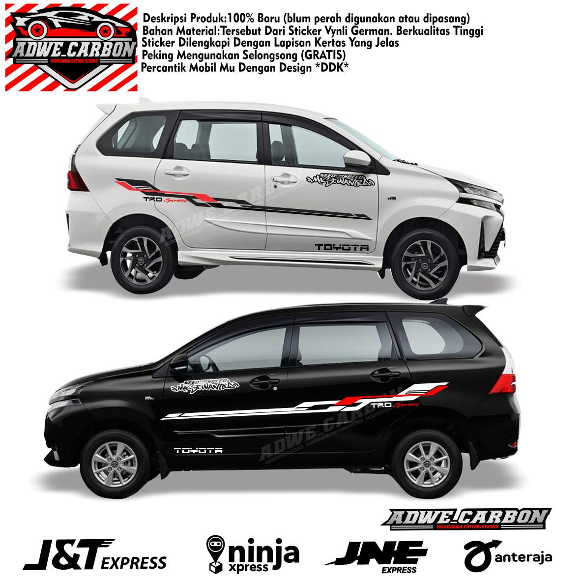 Car sticker Avanza Veloz cutting Toyota striping List body Harga 95,000 rupiah*Gratis Ongkir
