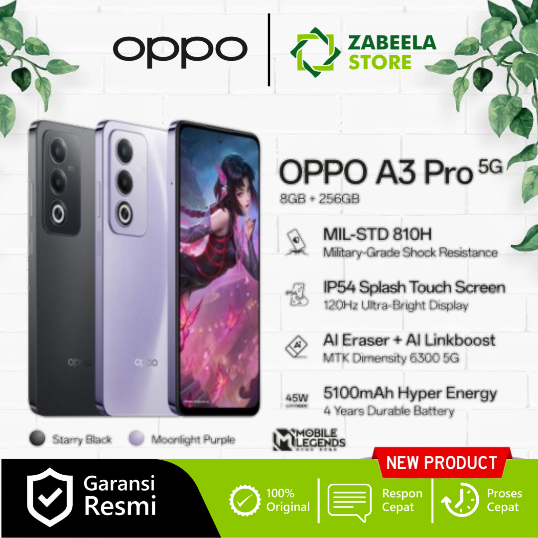 OPPO A3 Pro 5G 8GB/256GB AI Linkboost & AI Eraser Garansi Resmi Oppo Indonesia Harga  3,999,000 Ringgit*Penghantaran Percuma