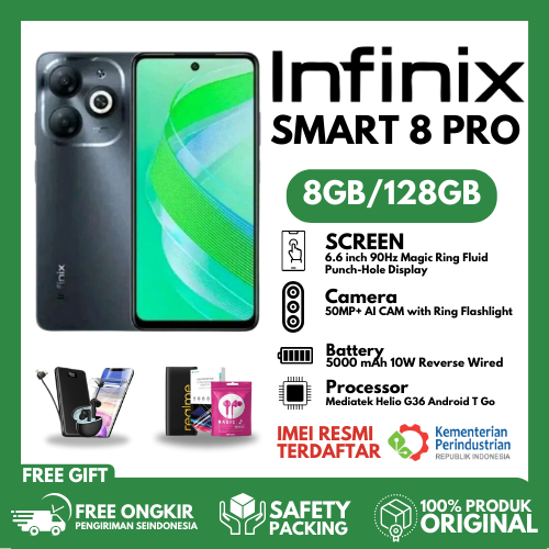 Infinix Smart 8 PRO RAM 8/128 GB BATTERY Type 5000 mAh - Garansi Harga  1,316,000 Ringgit*Penghantaran Percuma