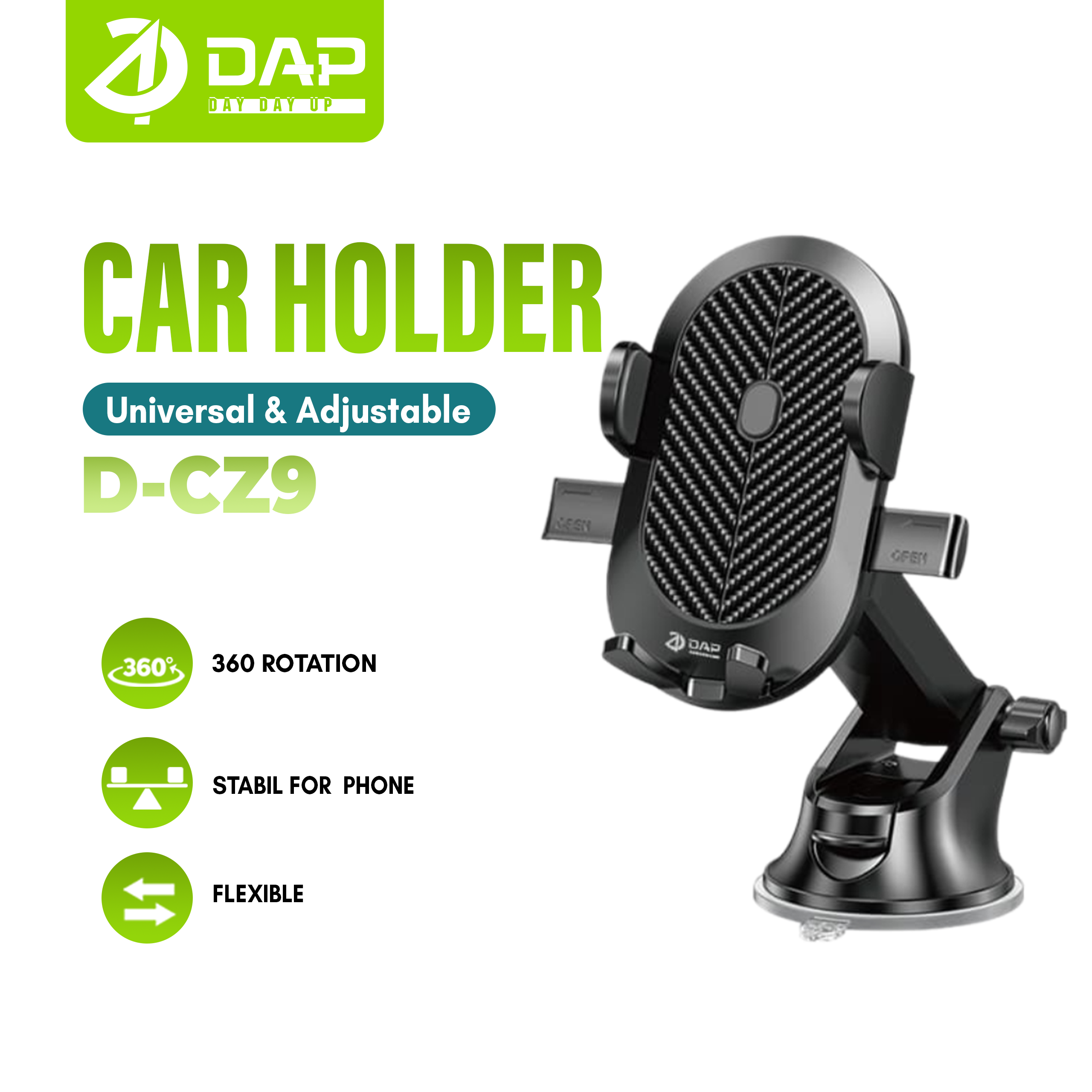 Universal Car Holder DAP D-CZ9 360 Rotable For Smartphone Car Stand Holder - Garansi Resmi 1 Tahun Harga 56,100 rupiah*Gratis Ongkir