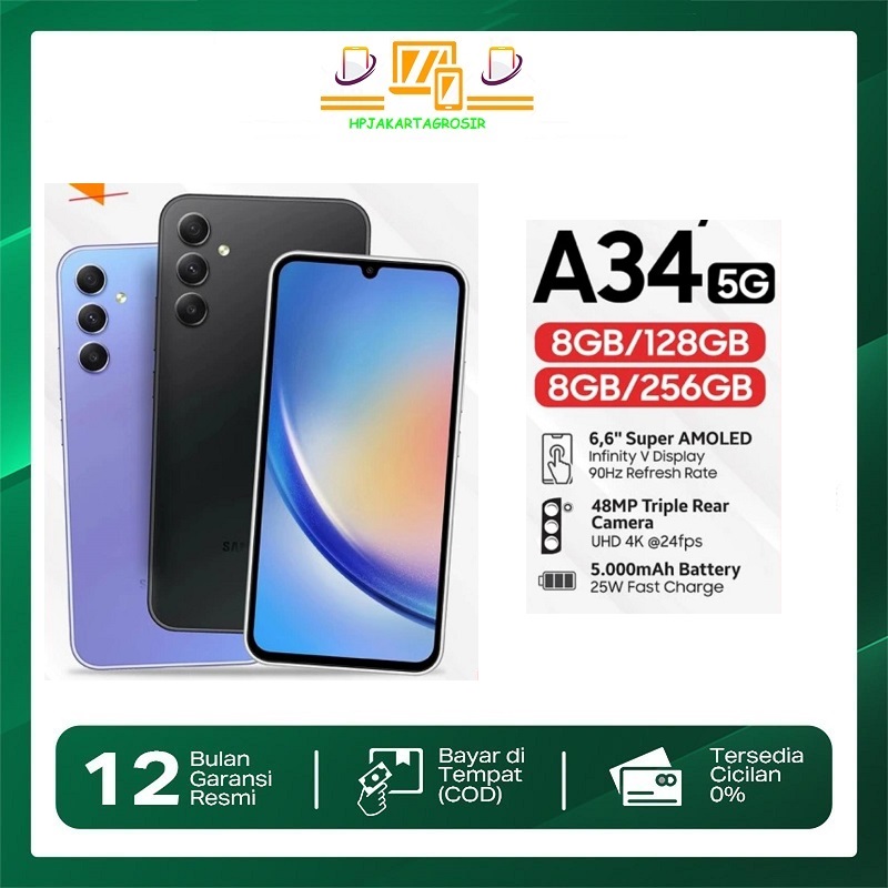 Samsung Galaxy A34 5g Ram 8Gb / 256Gb Harga 2,550,000 rupiah*Gratis Ongkir