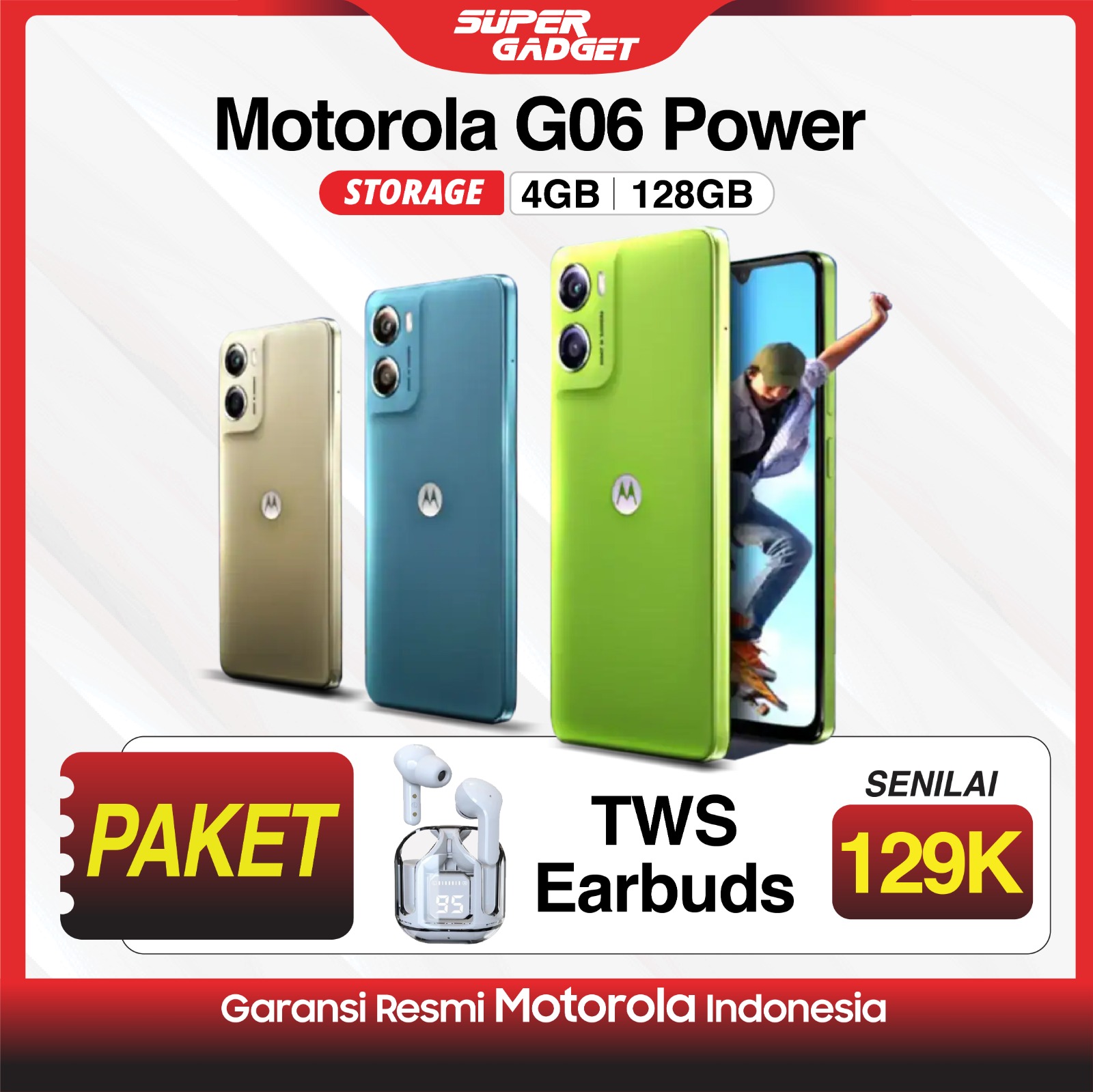 Motorola G06 Power 4/128 Gb 4Gb 128Gb Smartphone Android Harga 1,479,000 rupiah*Gratis Ongkir