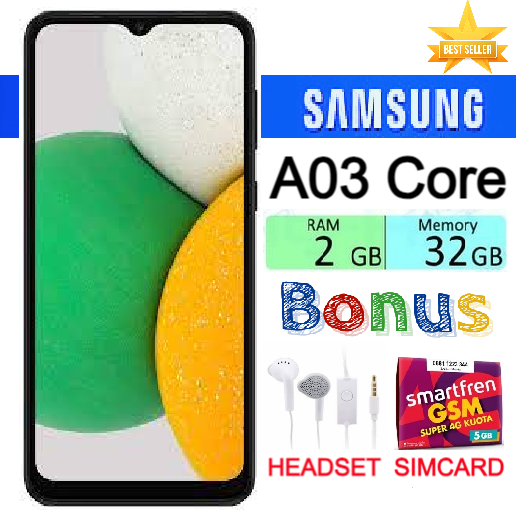 PROMO!!! HP SAMSUNG GALAXY A03 Core RAM 2/32 GB FULLSET Bergaransi - FREE SIMCARD Harga  950,000 Ringgit*Penghantaran Percuma