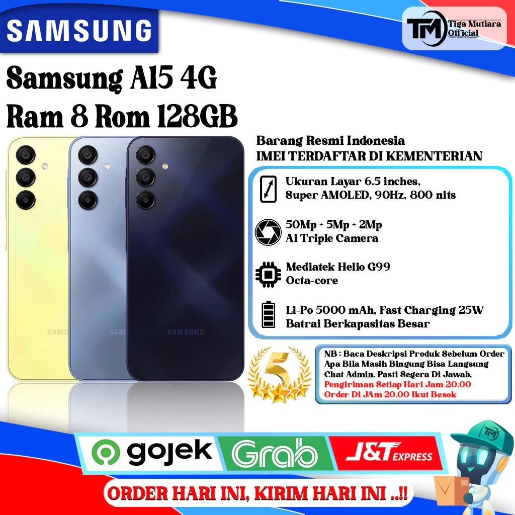 Samsung A15 4G Ram 8 Rom 128GB Harga 2,250,000 rupiah*Gratis Ongkir