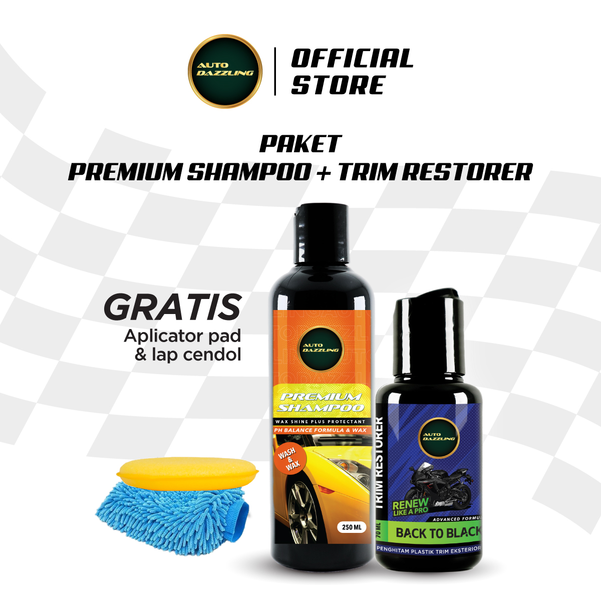 Auto Dazzling Bundling Trim Restorer & Premium Shampoo Harga 84,000 rupiah*Gratis Ongkir