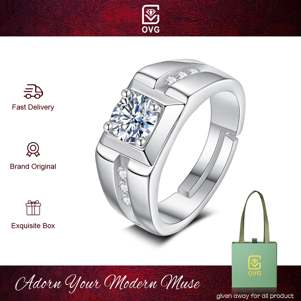 OVG original mens rings r009 Diamond men jewelry fashion engagement plated platinum adjustable