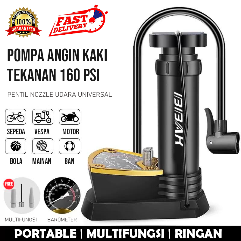 Pompa Angin Motor Sepeda 160PSI Portable High Pressure-Pompa Angin Kaki Untuk ban mobil, motor Harga 88,888 rupiah*Gratis Ongkir