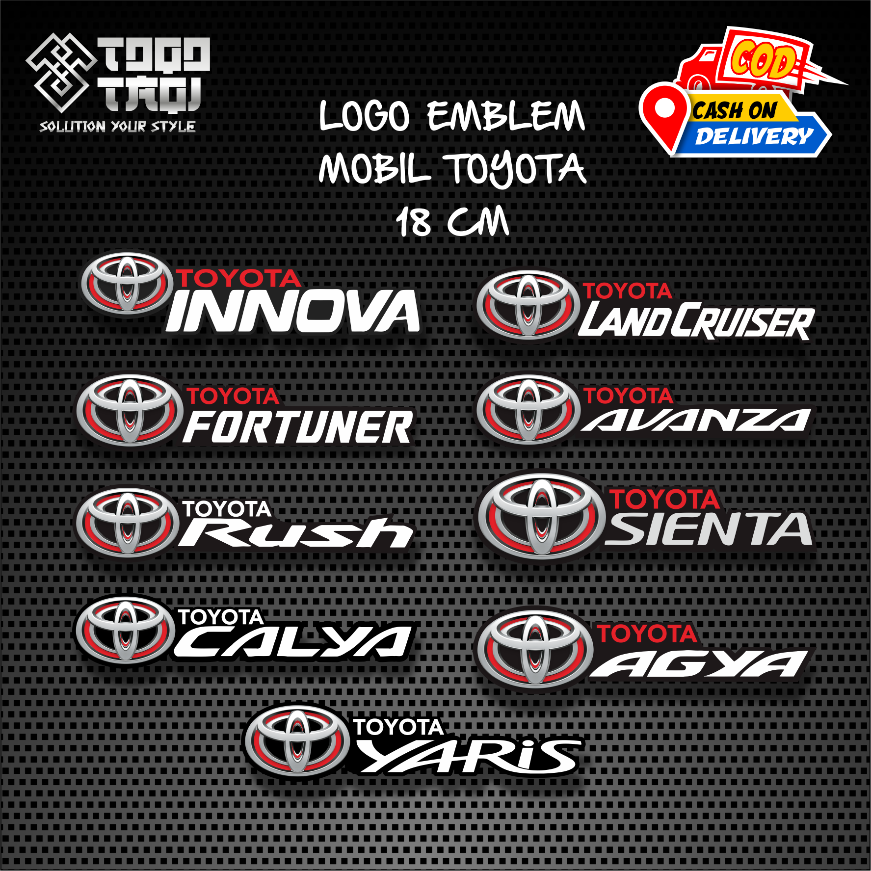 Stiker Timbul Emblem Resin Logo Mobil Toyota Avanza Calya Fortuner Innova Rush Harga 3,900 rupiah*Gratis Ongkir