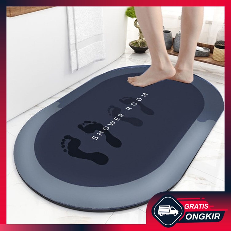 Gratis Ongkir - Keset Kaki Kamar Mandi Anti Slip / Keset Kamar Mandi Oval & Persegi Panjang 58X39 CM Harga 12,400 rupiah*Gratis Ongkir
