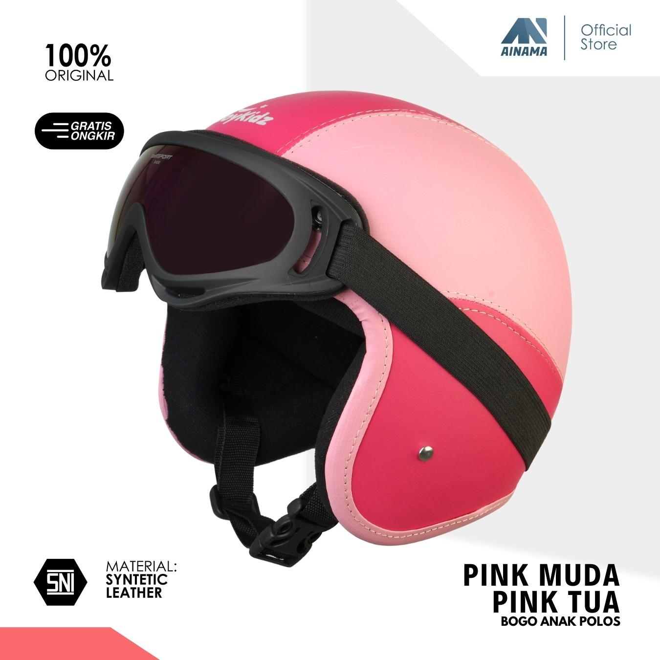 Helm Bogo Anak Polos Kacamata Retro Untuk Umur Usia 2 3 4 5 6 Tahun Perempuan Motif Warna Pink Lucu Imut Harga 64,999 rupiah*Gratis Ongkir
