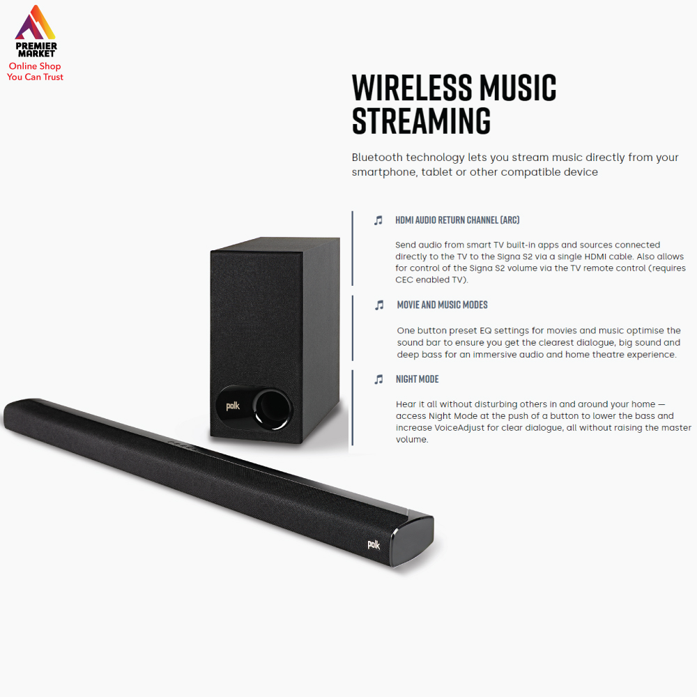 POLK Audio Signa S2 Dolby Soundbar 