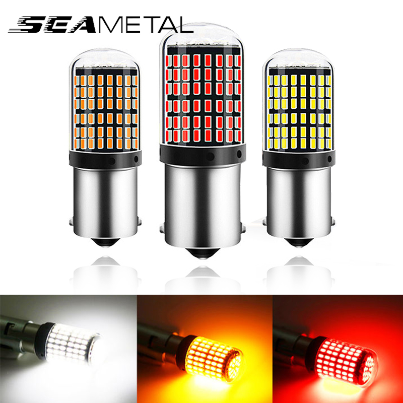 SEAMETAL 1156 BA15S P21W BAU15S PY21W W21W P21/5W 1157 BAY15D Bohlam Led 144smd Lampu CanBus untuk Lampu Rem Sinyal Belok 12V Harga 10,663 rupiah*Gratis Ongkir