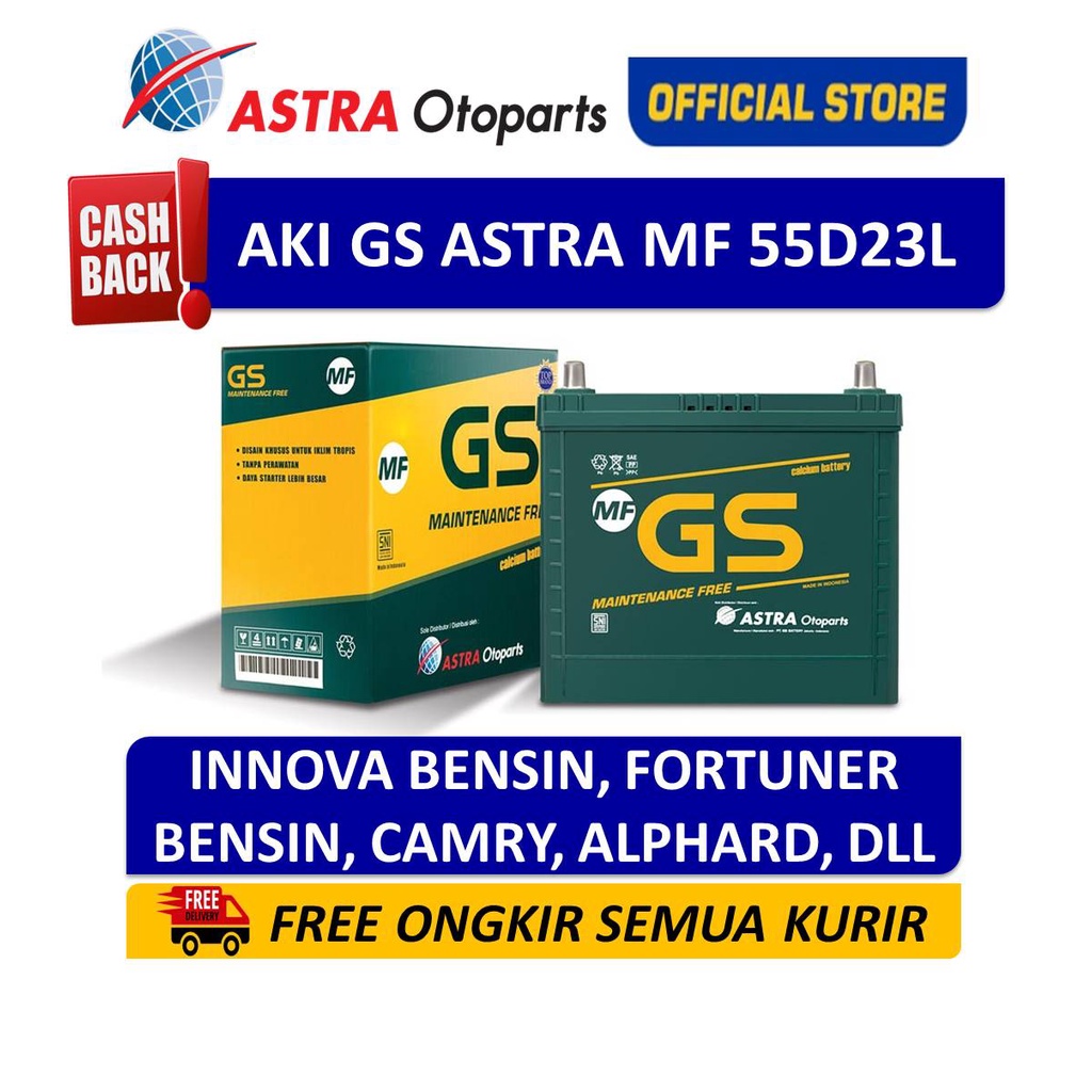 Aki GS ASTRA MF 55D23L untuk mobil Toyota Innova, Camry, Fortuner, dll Harga 1,290,000 rupiah*Gratis Ongkir