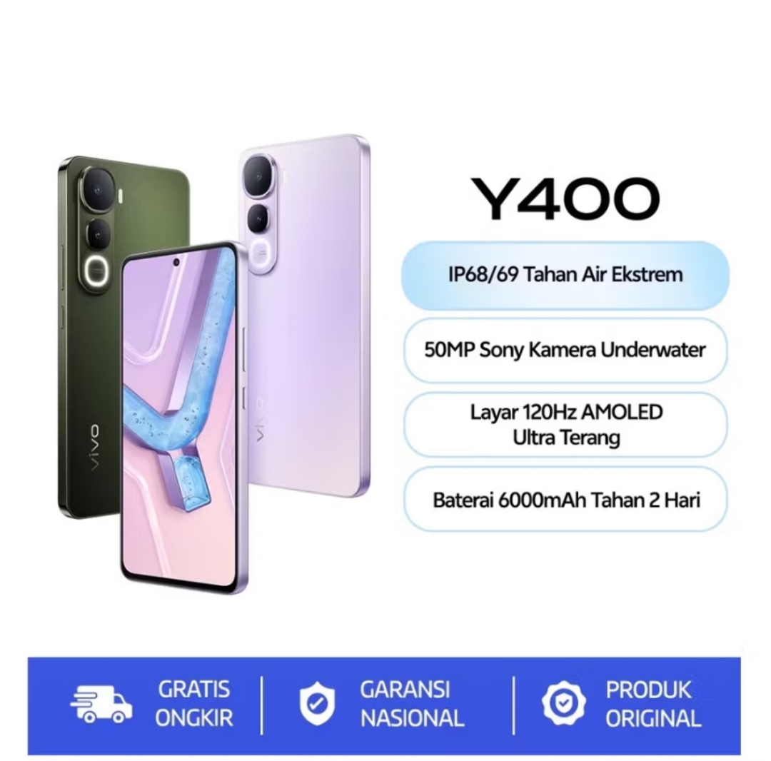 vivo Y400 NFC (8/128GB - 8/256GB) Extended RAM 8GB - 6.67" AMOLED - 6000mAh Charging 44W Garansi Resmi 1 Tahun Giá 2,923,000 Đồng*Miễn phí vận chuyển