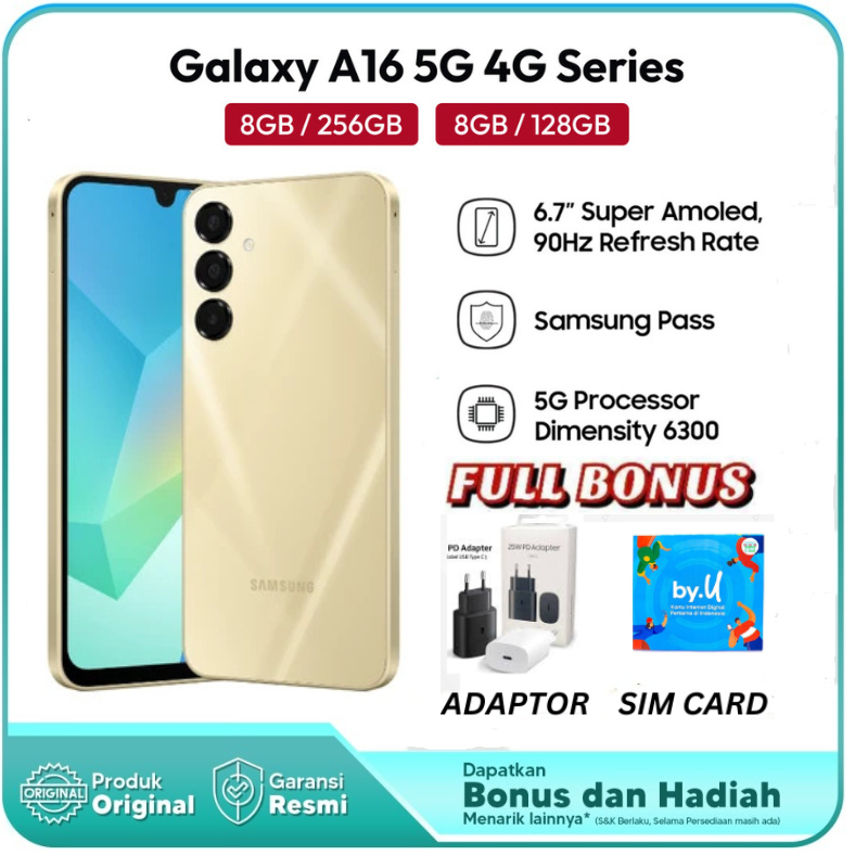 Samsung Galaxy A16 5g & 4g 6.7" Inch Super Amoled - A16 4g 5000 Mah 13Mp - Warranty Harga 2,013,760 rupiah*Gratis Ongkir