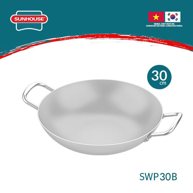 Wok Pan Wajan Alumunium Anti Lengket Silver 30 cm (SWP30B