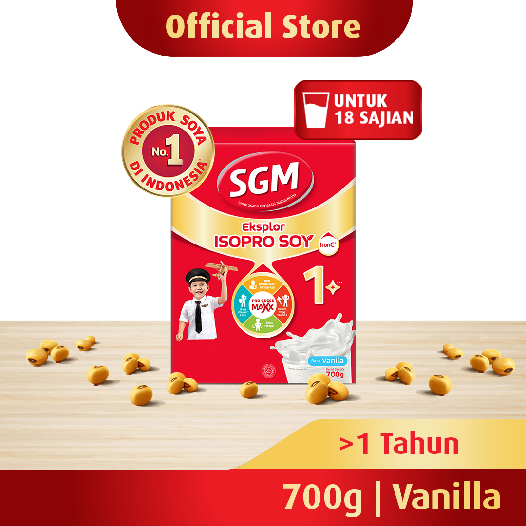 SGM Eksplor Isopro Soy 1+ Pro-GressMaxx Vanila Susu Pertumbuhan 700gr Harga  95,500 rupiah*Gratis Ongkir
