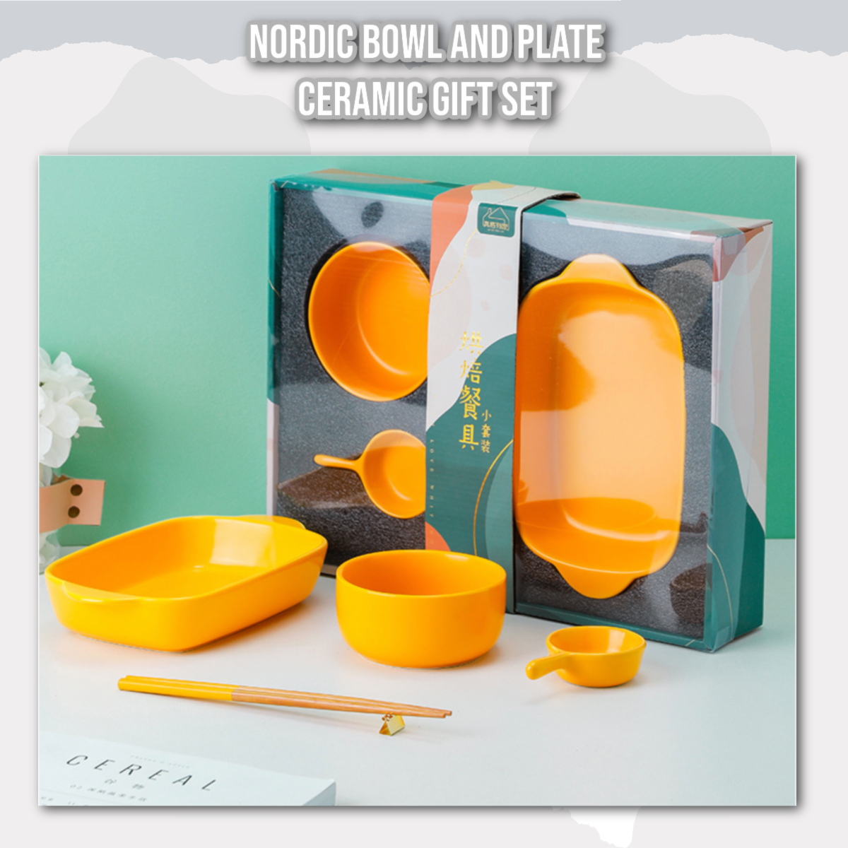 Nordic Bowl and Plate hadiah Set / piring set / mangkok set / hampers / Hadiah Uang Tahun Bahan Keramik