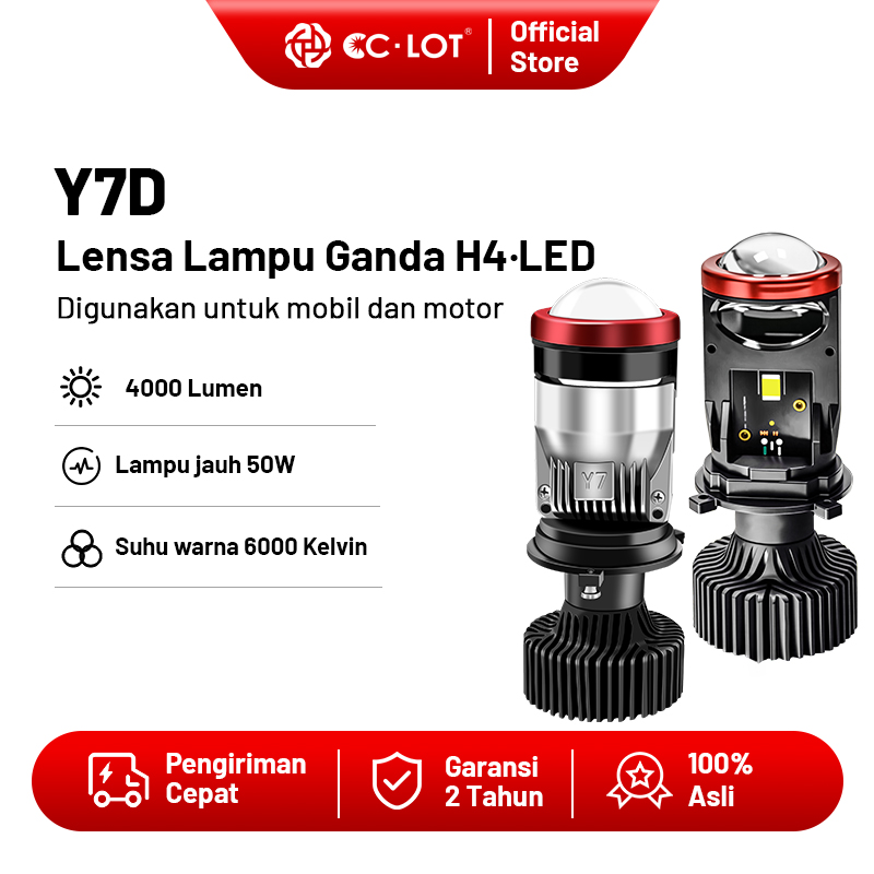 Cclot Y7D Car Led Light Motorcycle Led Light Biled Light H4 Mini Projector 50Watt Super Bright with Cooling Fan Harga 205,000 rupiah*Gratis Ongkir