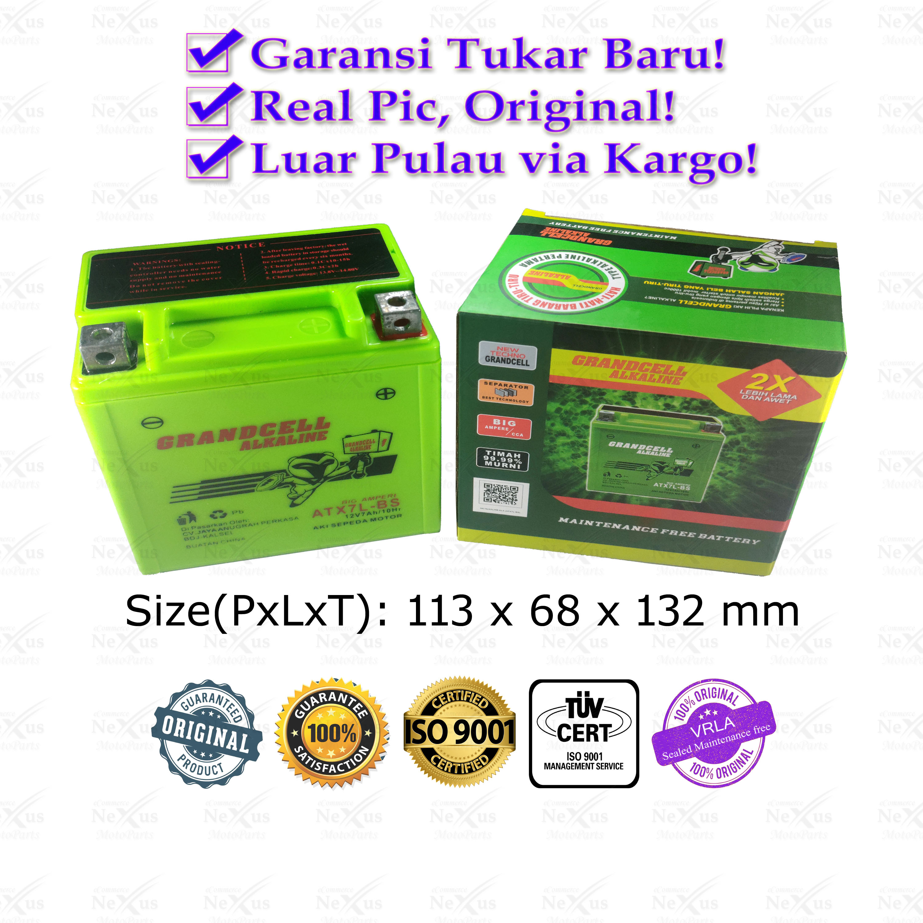 Aki Motor Super Alkaline GTZ-7S GTZ6V YTZ6V GTZ7S YTZ7S LTZ7F 12V