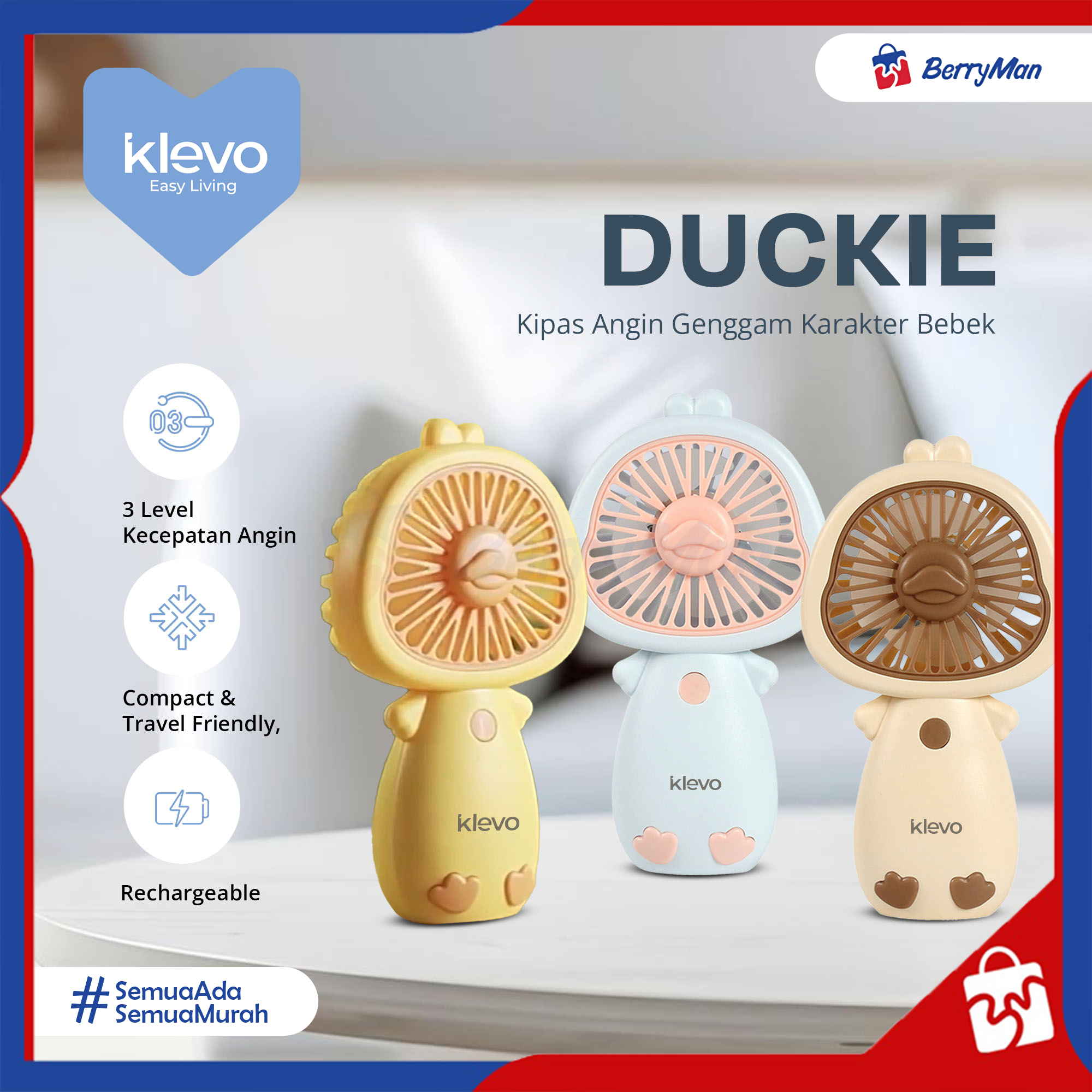 KIPAS ANGIN MINI PORTABLE LIPAT SX-122 Handheld Fan Speed LED