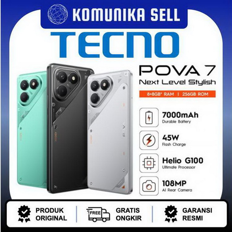 Tecno Pova 7 4G - 8GB/128GB Harga 2,220,000 rupiah*Gratis Ongkir