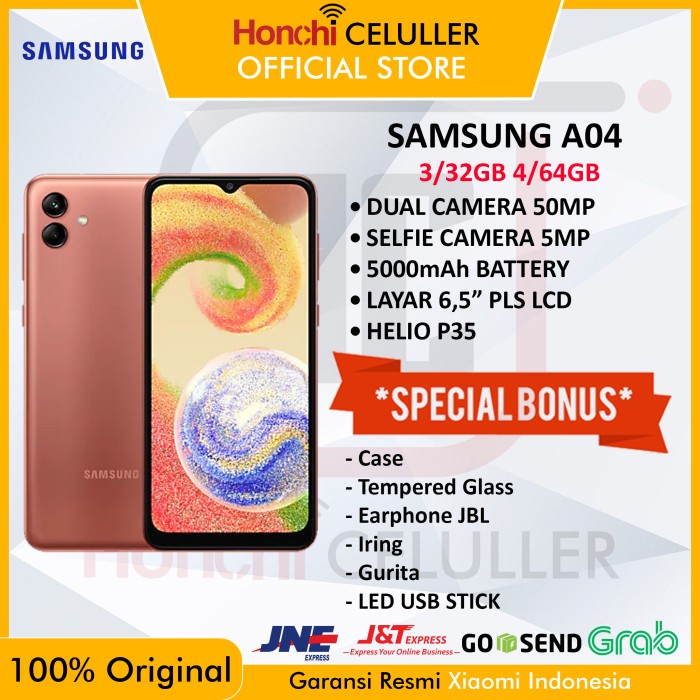 SAMSUNG A04 4/64 3/32 GB GARANSI RESMI SAMSUNG INDONESIA SEIN Harga 1,649,000 rupiah*Gratis Ongkir