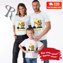 BAJU KAOS ULANG TAHUN COUPLE FAMILY | KAOS CUSTOM ULANG TAHUN TEMA EXAVATOR -BISA REQUEST TULISAN