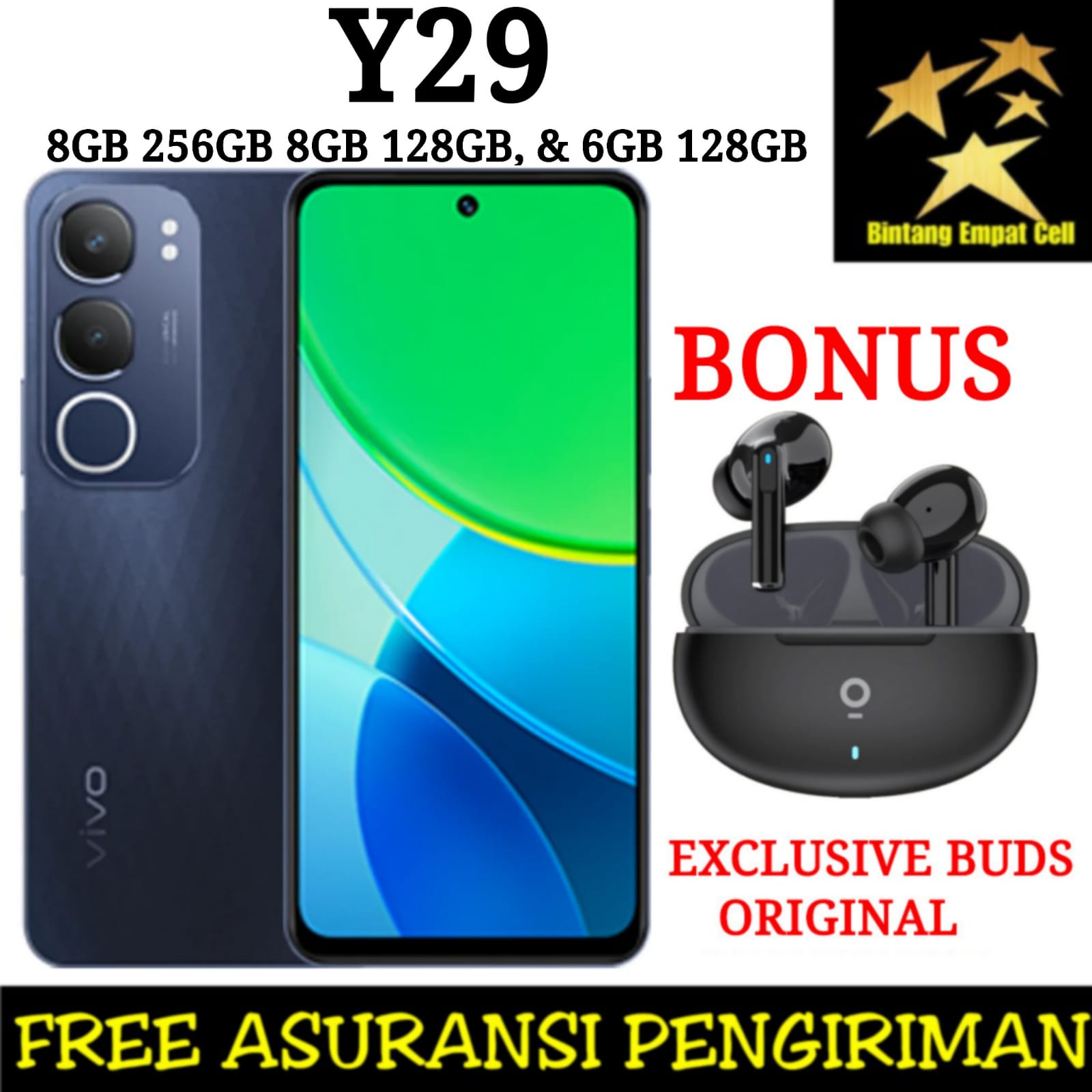 VIVO Y29 8/256 & 8/128 & 6/128 GARANSI RESMI Harga 2,649,000 rupiah*Gratis Ongkir